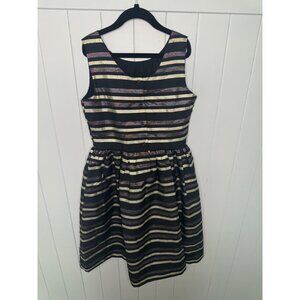 Gymboree Girl Holiday Christmas Party Silver Gold Black Shimmer Dress - Size 10